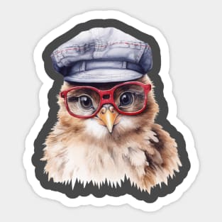 Cozy Chicken in a Flat Cap Sticker